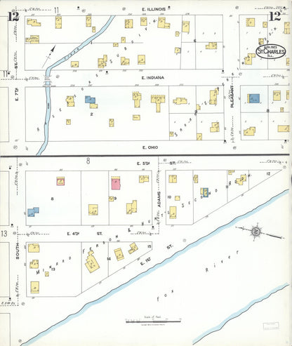 Sanborn Fire Insurance Map from Saint Charles, Kane County, Illinois (1923), Sheet #0012 - Complete Map Set gallery image, historic Sanborn map, vintage wall art, Illinois Illinois