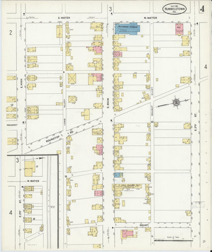 Sanborn Fire Insurance Map from Hummelstown, Dauphin County, Pennsylvania (1911), Sheet #0004 - Historic Sanborn Fire Insurance Map Print, vintage old map wall art, antique decor, genealogy gift, Pennsylvania Pennsylvania map