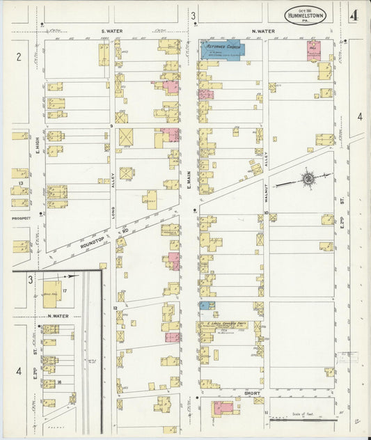 Sanborn Fire Insurance Map from Hummelstown, Dauphin County, Pennsylvania (1911), Sheet #0004 - Historic Sanborn Fire Insurance Map Print, vintage old map wall art, antique decor, genealogy gift, Pennsylvania Pennsylvania map