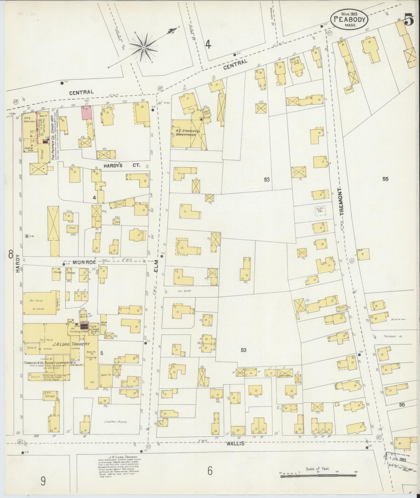 Sanborn Fire Insurance Map from Peabody, Essex County, Massachusetts (1903), Sheet #0005 - Complete Map Set gallery image, historic Sanborn map, vintage wall art, Massachusetts Massachusetts