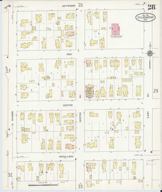 Sanborn Fire Insurance Map from Stevens Point, Portage County, Wisconsin (1912), Sheet #0028 - Historic Sanborn Fire Insurance Map Print, vintage old map wall art, antique decor, genealogy gift, Wisconsin Wisconsin map