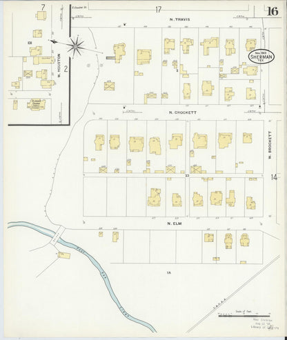 Sanborn Fire Insurance Map from Sherman, Grayson County, Texas (1908), Sheet #0016 - Historic Sanborn Fire Insurance Map Print, vintage old map wall art, antique decor, genealogy gift, Texas Texas map