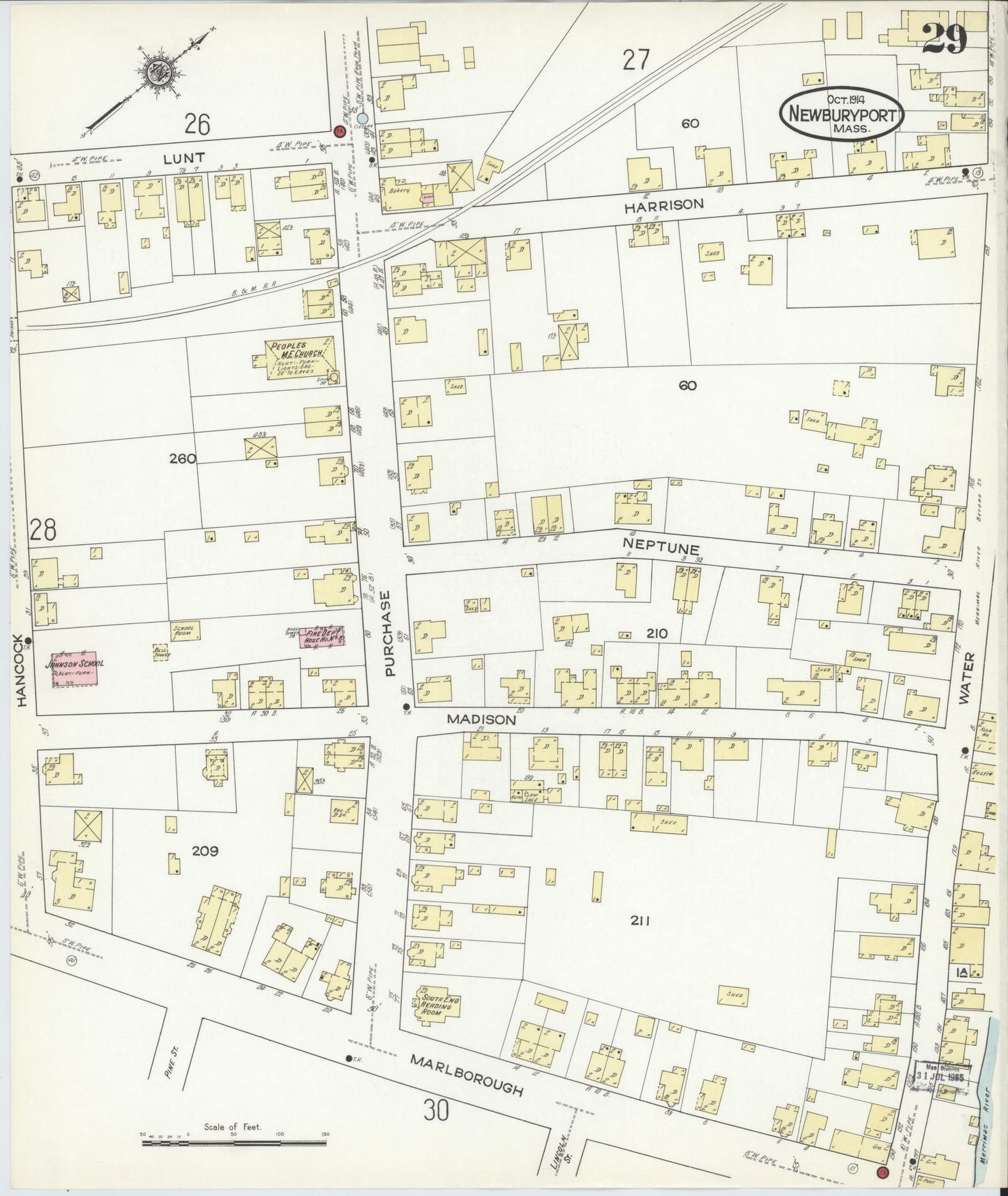 Sanborn Fire Insurance Map from Newburyport, Essex County, Massachusetts (1914), Sheet #0029 - Complete Map Set gallery image, historic Sanborn map, vintage wall art, Massachusetts Massachusetts