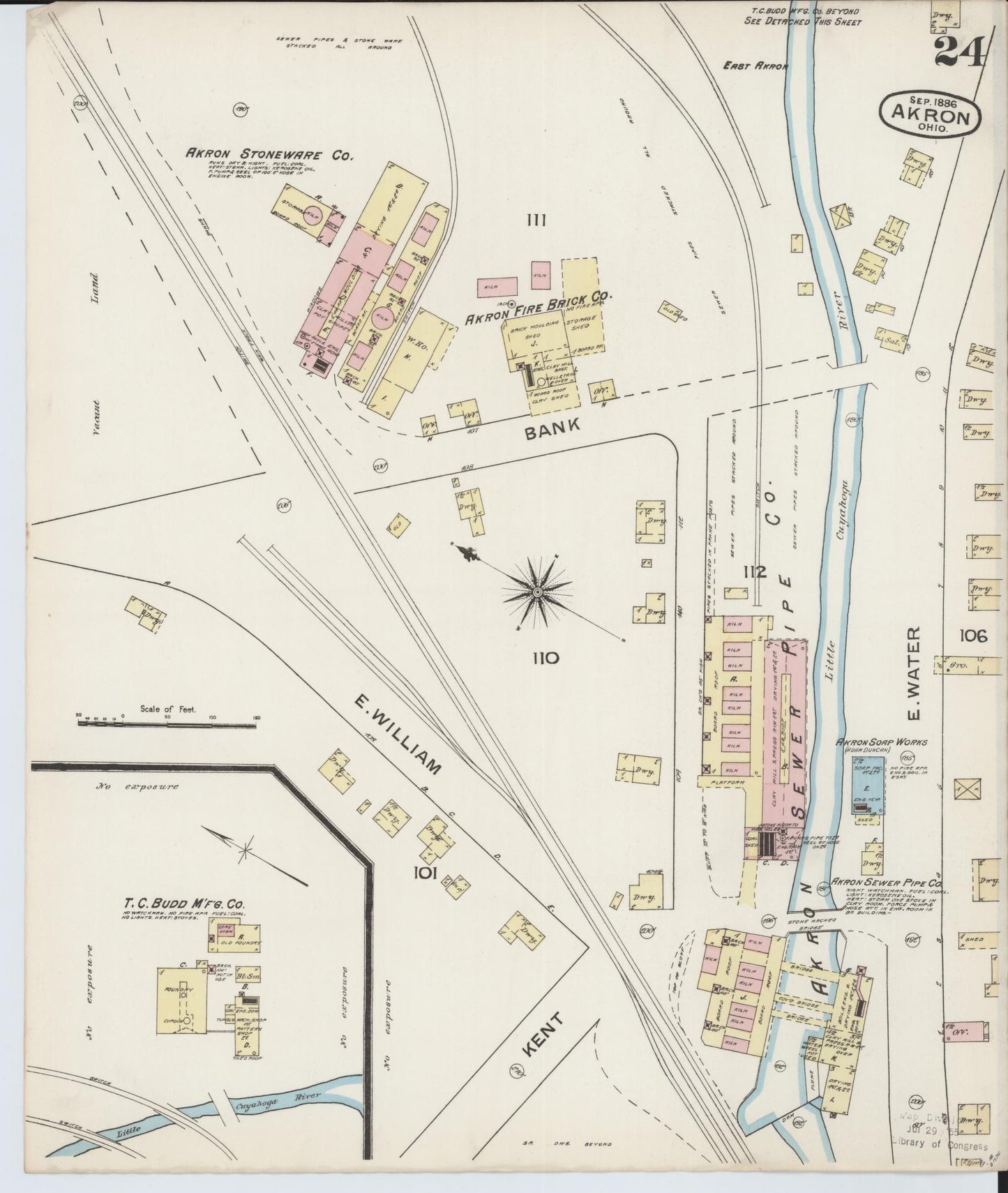 Sanborn Fire Insurance Map from Akron, Summit County, Ohio (1886), Sheet #0024 - Complete Map Set gallery image, historic Sanborn map, vintage wall art, Ohio Ohio