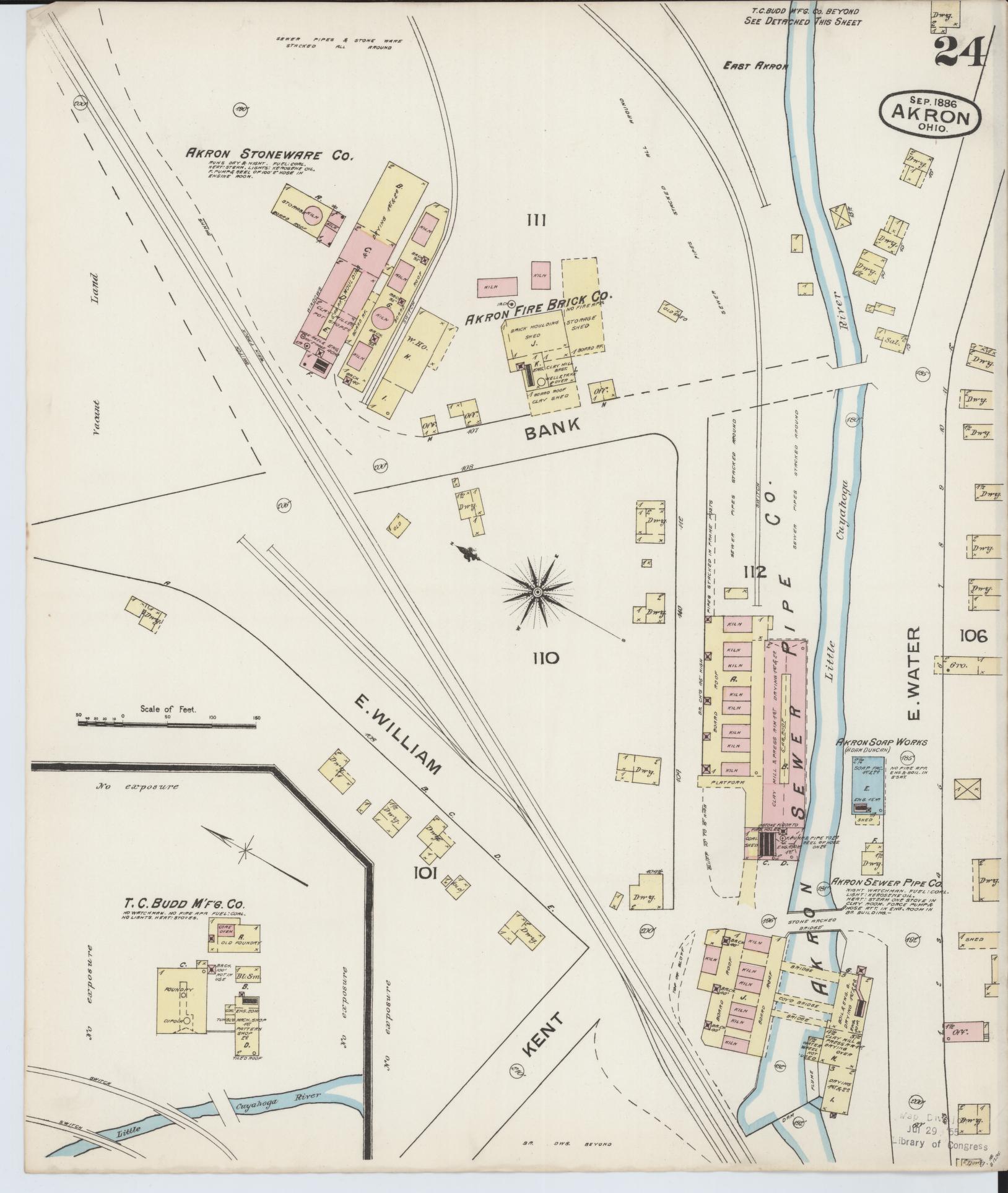 Sanborn Fire Insurance Map from Akron, Summit County, Ohio (1886), Sheet #0024 - Complete Map Set gallery image, historic Sanborn map, vintage wall art, Ohio Ohio