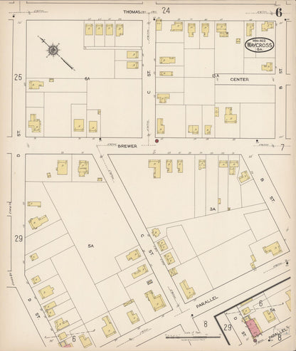 Sanborn Fire Insurance Map from Waycross, Ware County, Georgia (1922), Sheet #0006 - Complete Map Set gallery image, historic Sanborn map, vintage wall art, Georgia Georgia