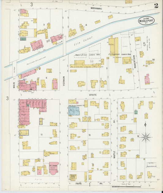 Sanborn Fire Insurance Map from Middleport, Niagara County, New York (1900), Sheet #0002 - Historic Sanborn Fire Insurance Map Print, vintage old map wall art, antique decor, genealogy gift, New York New York map