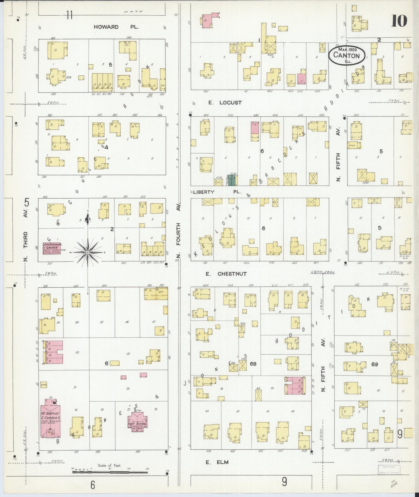 Sanborn Fire Insurance Map from Canton, Fulton County, Illinois (1909), Sheet #0010 - Historic Sanborn Fire Insurance Map Print, vintage old map wall art, antique decor, genealogy gift, Illinois Illinois map