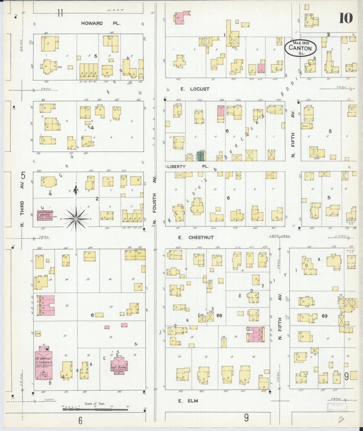 Sanborn Fire Insurance Map from Canton, Fulton County, Illinois (1909), Sheet #0010 - Historic Sanborn Fire Insurance Map Print, vintage old map wall art, antique decor, genealogy gift, Illinois Illinois map