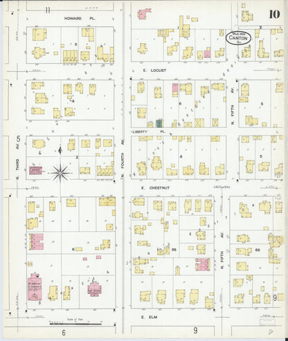 Sanborn Fire Insurance Map from Canton, Fulton County, Illinois (1909), Sheet #0010 - Historic Sanborn Fire Insurance Map Print, vintage old map wall art, antique decor, genealogy gift, Illinois Illinois map