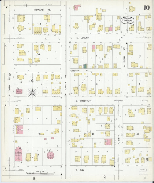 Sanborn Fire Insurance Map from Canton, Fulton County, Illinois (1909), Sheet #0010 - Historic Sanborn Fire Insurance Map Print, vintage old map wall art, antique decor, genealogy gift, Illinois Illinois map