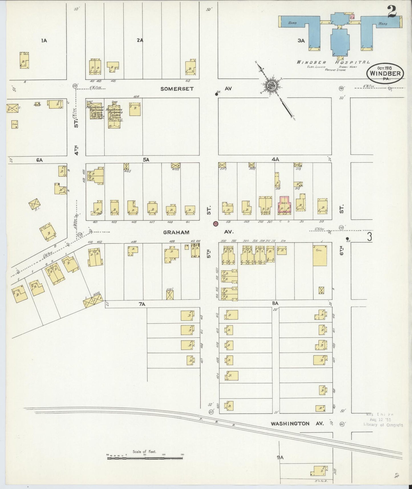 Sanborn Fire Insurance Map from Windber, Somerset County, Pennsylvania (1910), Sheet #0002 - Complete Map Set gallery image, historic Sanborn map, vintage wall art, Pennsylvania Pennsylvania
