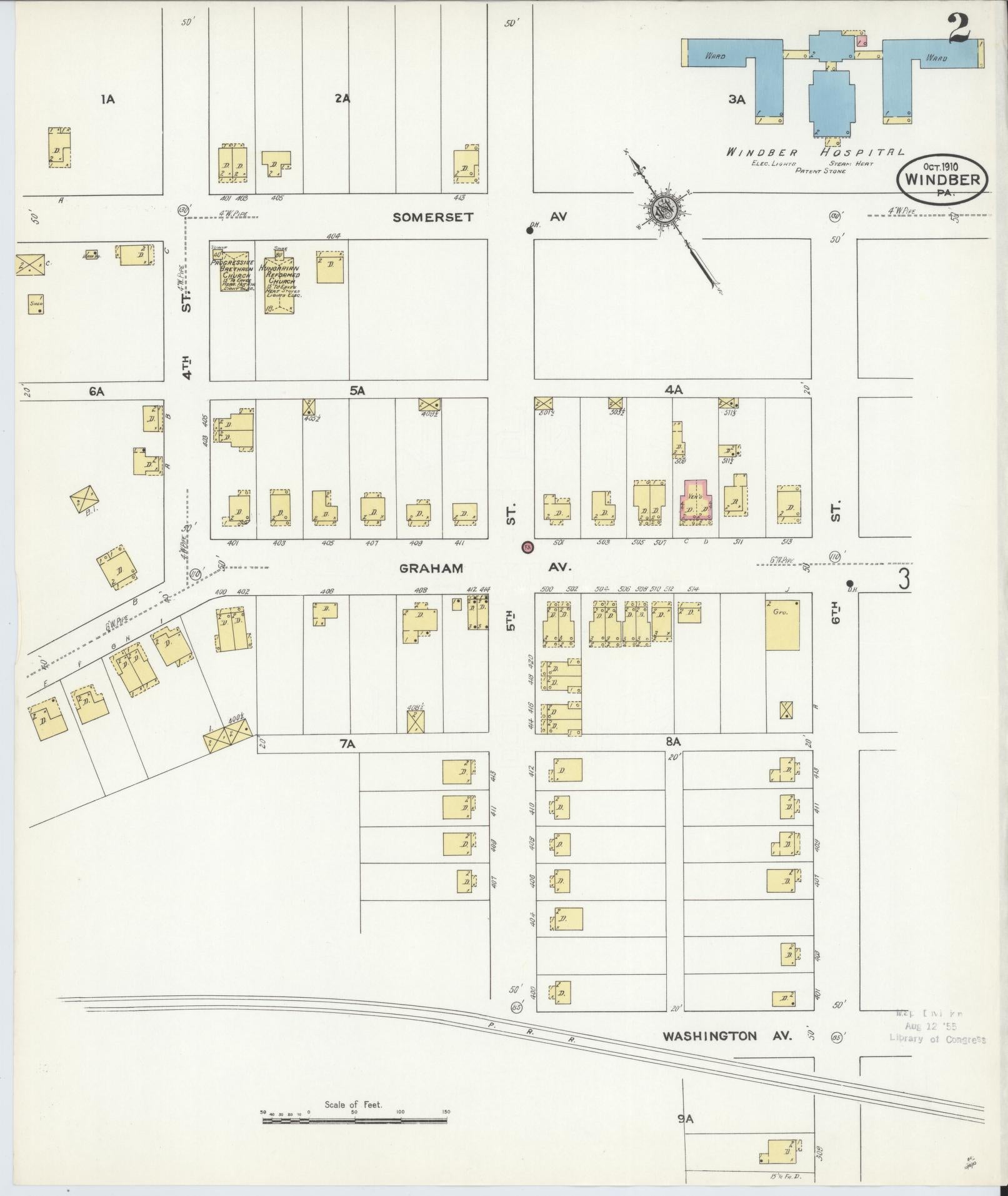 Sanborn Fire Insurance Map from Windber, Somerset County, Pennsylvania (1910), Sheet #0002 - Complete Map Set gallery image, historic Sanborn map, vintage wall art, Pennsylvania Pennsylvania