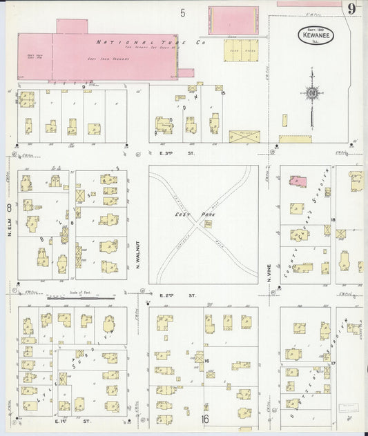Sanborn Fire Insurance Map from Kewanee, Henry County, Illinois (1910), Sheet #0009 - Historic Sanborn Fire Insurance Map Print, vintage old map wall art, antique decor, genealogy gift, Illinois Illinois map