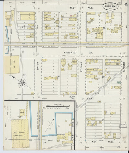 Sanborn Fire Insurance Map from Ashland, Ashland County, Wisconsin (1890), Sheet #0006 - Historic Sanborn Fire Insurance Map Print, vintage old map wall art, antique decor, genealogy gift, Wisconsin Wisconsin map