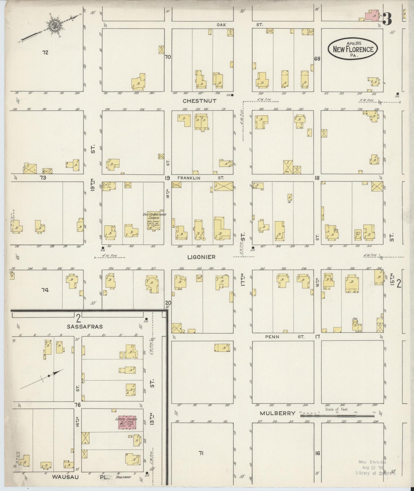 Sanborn Fire Insurance Map from New Florence, Westmoreland County, Pennsylvania (1915), Sheet #0003 - Complete Map Set gallery image, historic Sanborn map, vintage wall art, Pennsylvania Pennsylvania
