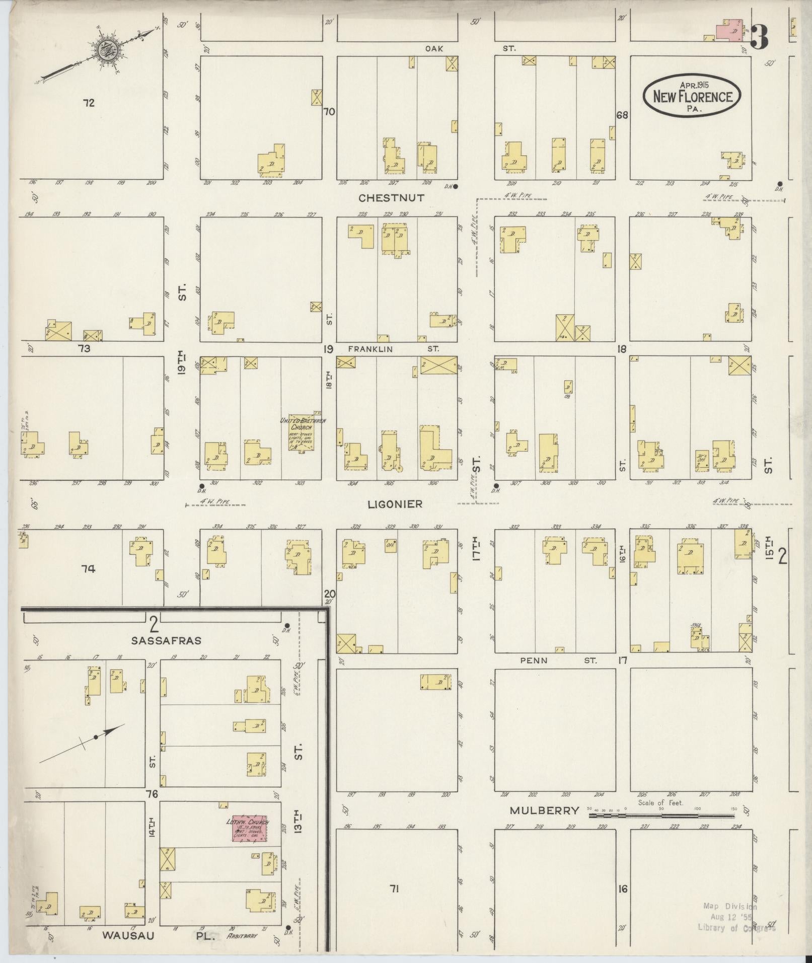 Sanborn Fire Insurance Map from New Florence, Westmoreland County, Pennsylvania (1915), Sheet #0003 - Complete Map Set gallery image, historic Sanborn map, vintage wall art, Pennsylvania Pennsylvania