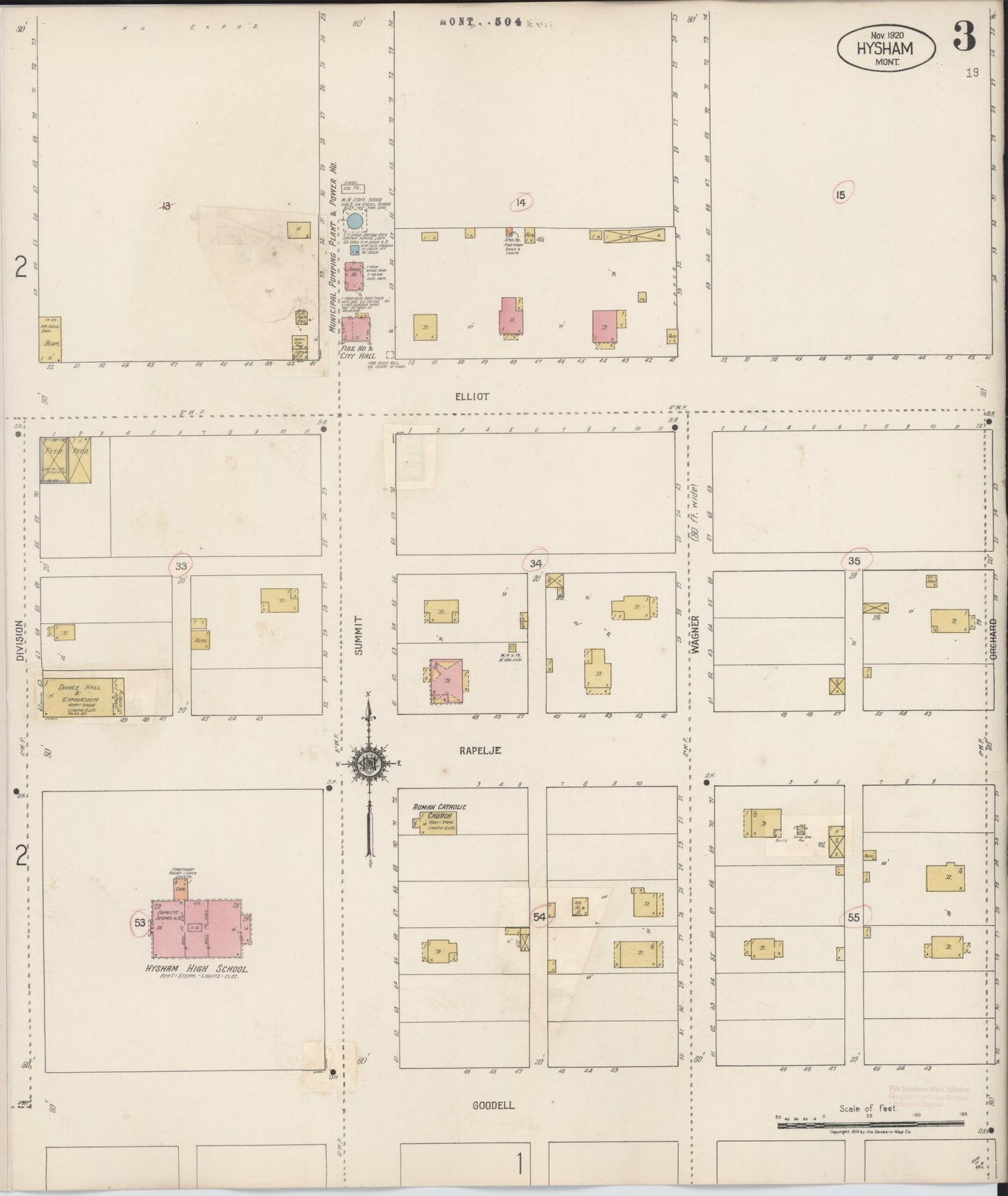 Sanborn Fire Insurance Map from Hysham, Treasure County, Montana (1927), Sheet #0003 - Complete Map Set gallery image, historic Sanborn map, vintage wall art, Montana Montana
