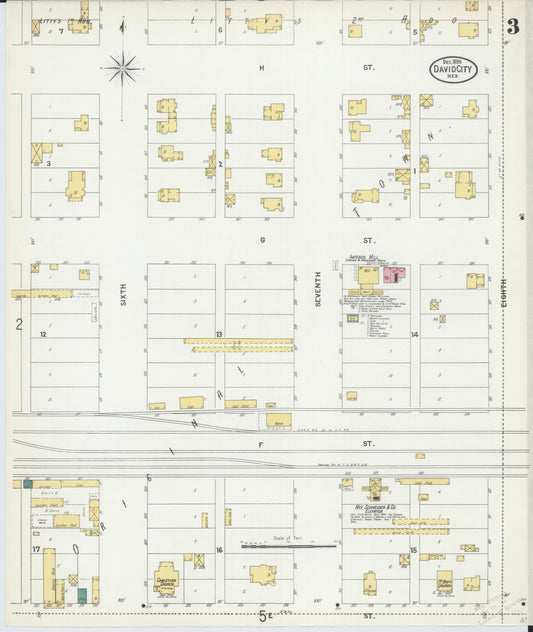 Sanborn Fire Insurance Map from David City, Butler County, Nebraska (1899), Sheet #0003 - Historic Sanborn Fire Insurance Map Print, vintage old map wall art, antique decor, genealogy gift, Nebraska Nebraska map