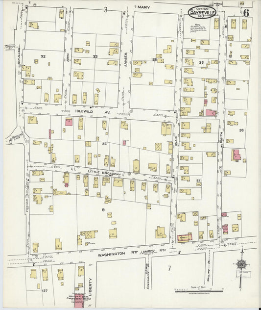 Sanborn Fire Insurance Map from Sayreville, Middlesex County, New Jersey (1920), Sheet #0006 - Historic Sanborn Fire Insurance Map Print, vintage old map wall art, antique decor, genealogy gift, New Jersey New Jersey map