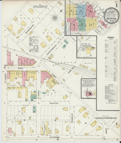 Sanborn Fire Insurance Map from Van Buren, Crawford County, Arkansas (1897), Sheet #0001 - Complete Map Set gallery image, historic Sanborn map, vintage wall art, Arkansas Arkansas