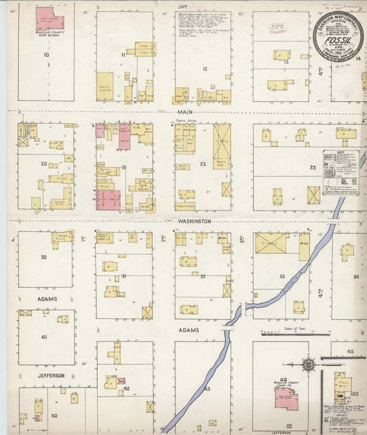 Sanborn Fire Insurance Map from Fossil, Wheeler County, Oregon (1910), Sheet #0001 - Historic Sanborn Fire Insurance Map Print, vintage old map wall art, antique decor, genealogy gift, Oregon Oregon map