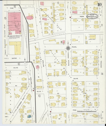 Sanborn Fire Insurance Map from Greenville, Darke County, Ohio (1910), Sheet #0010 - Historic Sanborn Fire Insurance Map Print, vintage old map wall art, antique decor, genealogy gift, Ohio Ohio map
