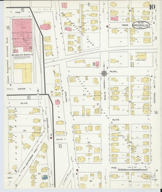 Sanborn Fire Insurance Map from Greenville, Darke County, Ohio (1910), Sheet #0010 - Historic Sanborn Fire Insurance Map Print, vintage old map wall art, antique decor, genealogy gift, Ohio Ohio map