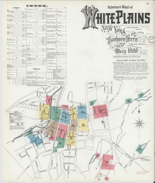 Sanborn Fire Insurance Map from White Plains, Westchester County, New York (1900), Sheet #0001 - Complete Map Set gallery image, historic Sanborn map, vintage wall art, New York New York