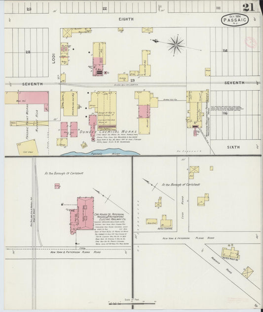 Sanborn Fire Insurance Map from Passaic, Passaic County, New Jersey (1894), Sheet #0021 - Historic Sanborn Fire Insurance Map Print, vintage old map wall art, antique decor, genealogy gift, New Jersey New Jersey map