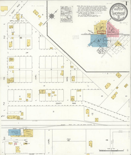 Sanborn Fire Insurance Map from Sherwood, Washington County, Oregon (1921), Sheet #0001 - Complete Map Set gallery image, historic Sanborn map, vintage wall art, Oregon Oregon