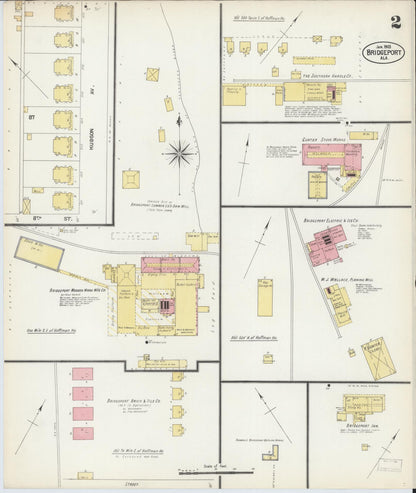 Sanborn Fire Insurance Map from Bridgeport, Jackson County, Alabama (1903), Sheet #0002 - Complete Map Set gallery image, historic Sanborn map, vintage wall art, Alabama Alabama