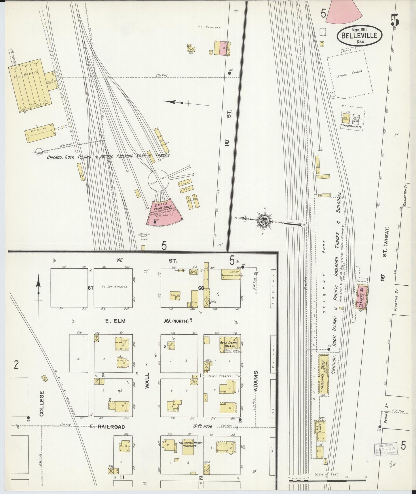 Sanborn Fire Insurance Map from Belleville, Republic County, Kansas (1911), Sheet #0005 - Historic Sanborn Fire Insurance Map Print, vintage old map wall art, antique decor, genealogy gift, Kansas Kansas map
