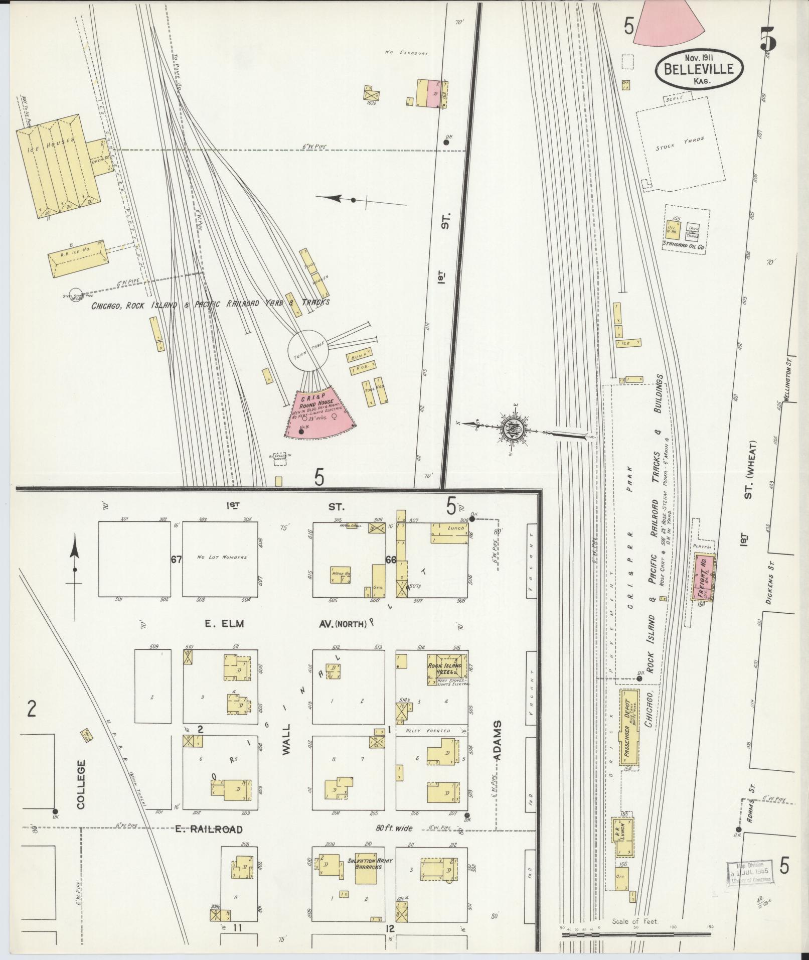 Sanborn Fire Insurance Map from Belleville, Republic County, Kansas (1911), Sheet #0005 - Historic Sanborn Fire Insurance Map Print, vintage old map wall art, antique decor, genealogy gift, Kansas Kansas map