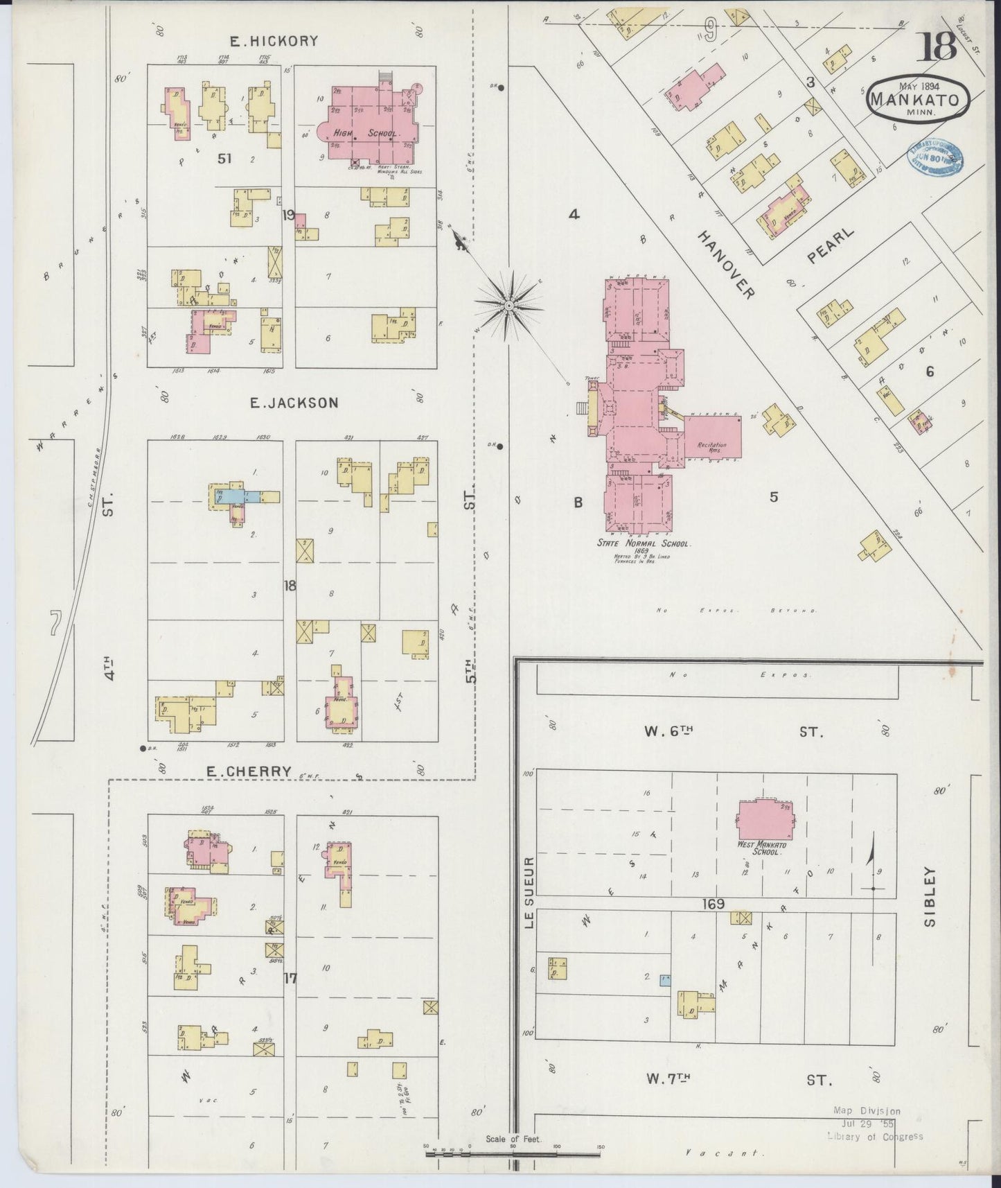 Sanborn Fire Insurance Map from Mankato, Blue Earth County, Minnesota (1894), Sheet #0018 - Complete Map Set gallery image, historic Sanborn map, vintage wall art, Minnesota Minnesota