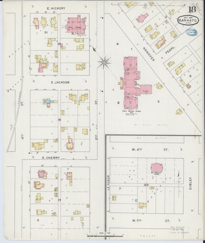 Sanborn Fire Insurance Map from Mankato, Blue Earth County, Minnesota (1894), Sheet #0018 - Complete Map Set gallery image, historic Sanborn map, vintage wall art, Minnesota Minnesota