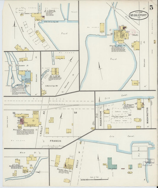 Sanborn Fire Insurance Map from Middleport, Niagara County, New York (1894), Sheet #0005 - Historic Sanborn Fire Insurance Map Print, vintage old map wall art, antique decor, genealogy gift, New York New York map