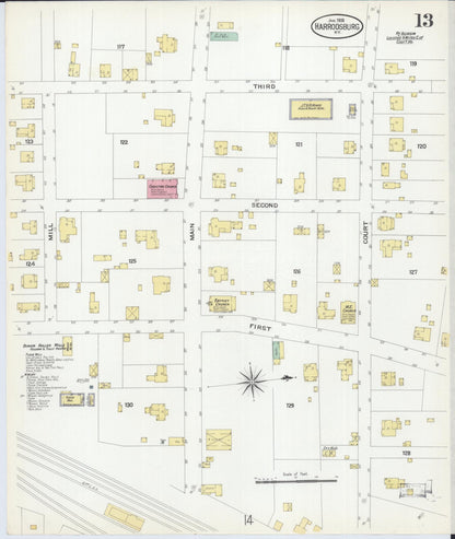 Sanborn Fire Insurance Map from Harrodsburg, Mercer County, Kentucky (1908), Sheet #0013 - Complete Map Set gallery image, historic Sanborn map, vintage wall art, Kentucky Kentucky