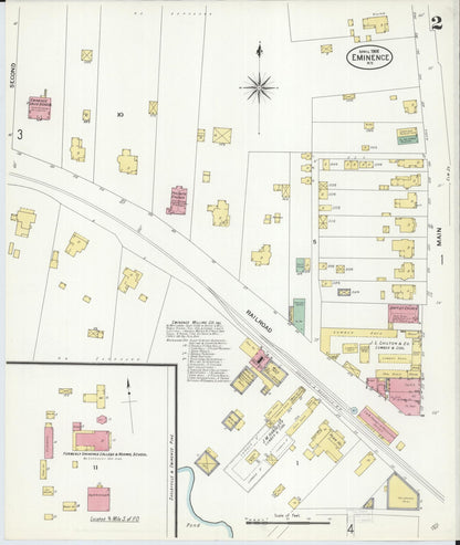 Sanborn Fire Insurance Map from Eminence, Henry County, Kentucky (1908), Sheet #0002 - Complete Map Set gallery image, historic Sanborn map, vintage wall art, Kentucky Kentucky