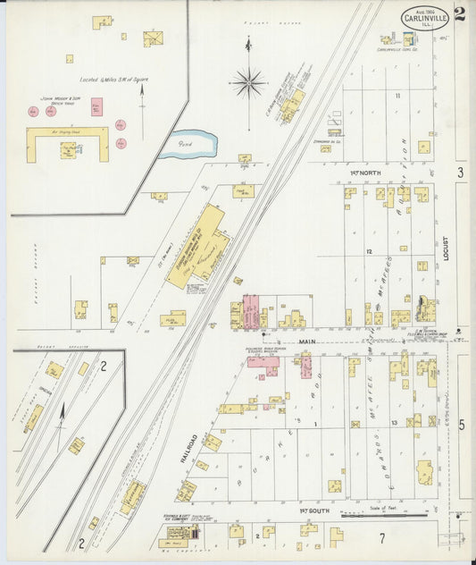 Sanborn Fire Insurance Map from Carlinville, Macoupin County, Illinois (1906), Sheet #0002 - Historic Sanborn Fire Insurance Map Print, vintage old map wall art, antique decor, genealogy gift, Illinois Illinois map