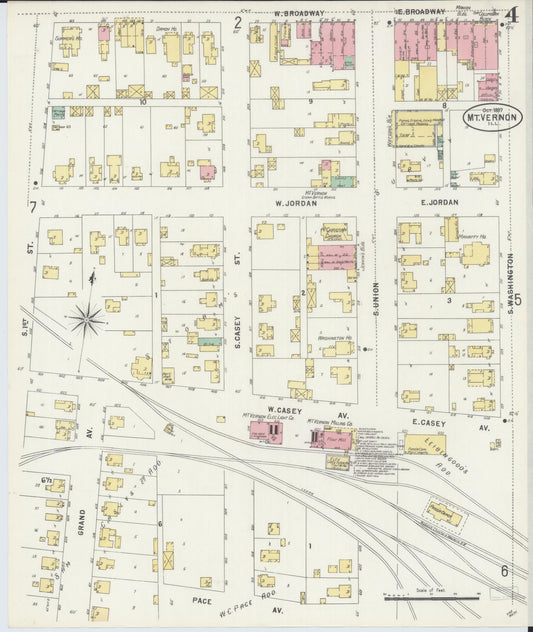 Sanborn Fire Insurance Map from Mount Vernon, Jefferson County, Illinois (1897), Sheet #0004 - Historic Sanborn Fire Insurance Map Print, vintage old map wall art, antique decor, genealogy gift, Illinois Illinois map