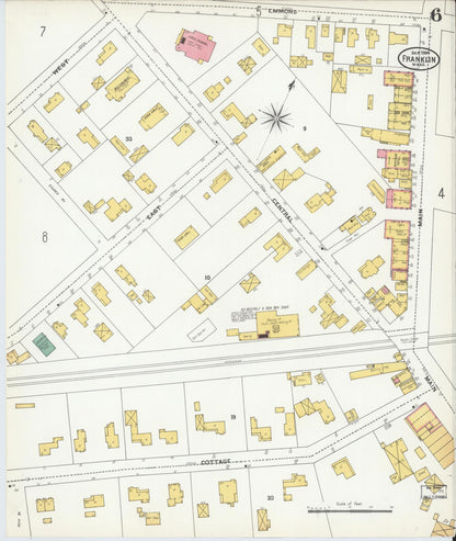 Sanborn Fire Insurance Map from Franklin, Norfolk County, Massachusetts (1904), Sheet #0006 - Complete Map Set gallery image, historic Sanborn map, vintage wall art, Massachusetts Massachusetts