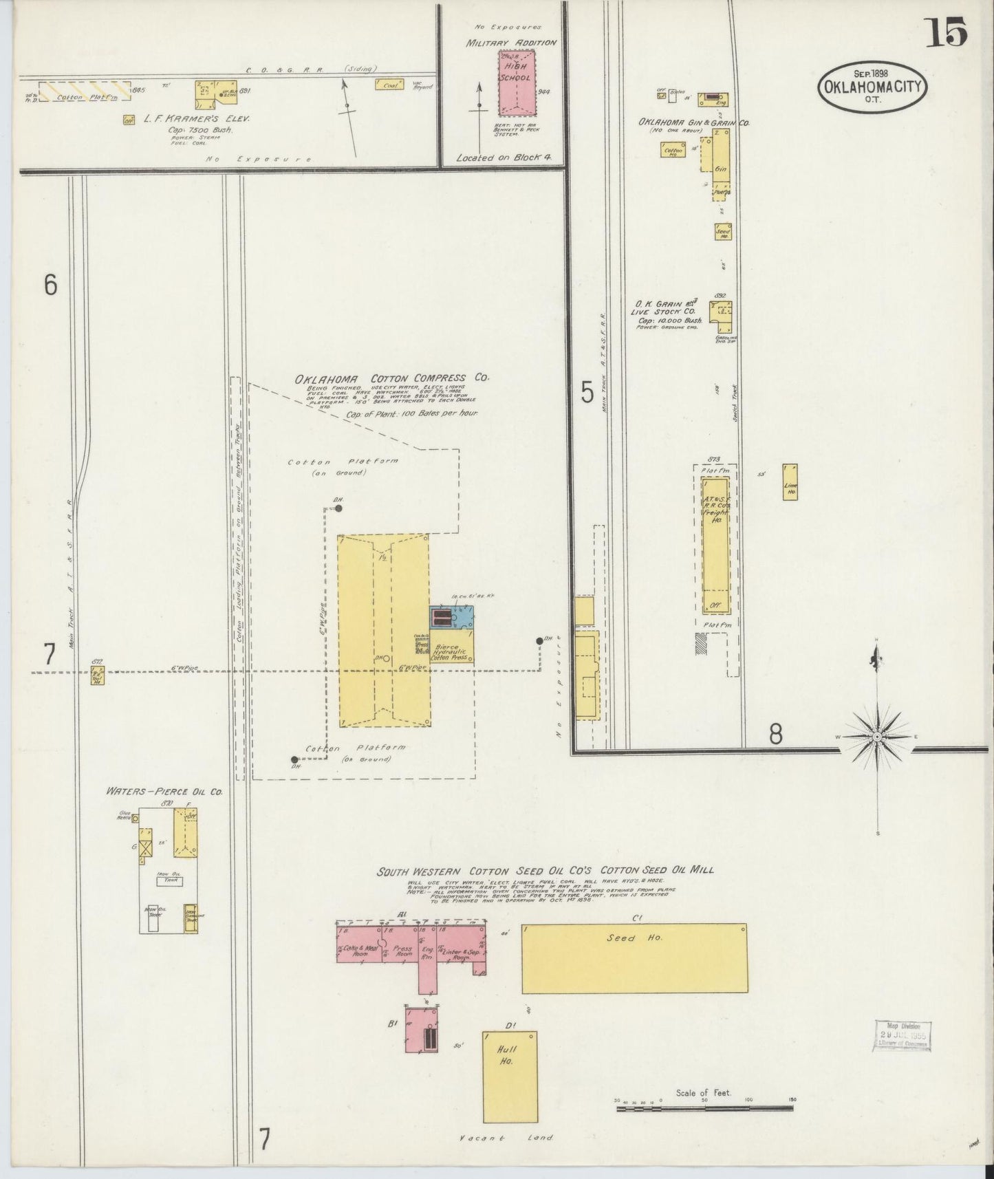 Sanborn Fire Insurance Map from Oklahoma City, Oklahoma County, Oklahoma (1898), Sheet #0015 - Complete Map Set gallery image, historic Sanborn map, vintage wall art, Oklahoma City Oklahoma