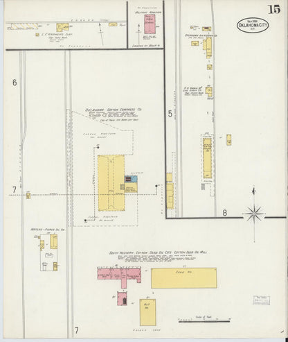 Sanborn Fire Insurance Map from Oklahoma City, Oklahoma County, Oklahoma (1898), Sheet #0015 - Complete Map Set gallery image, historic Sanborn map, vintage wall art, Oklahoma City Oklahoma