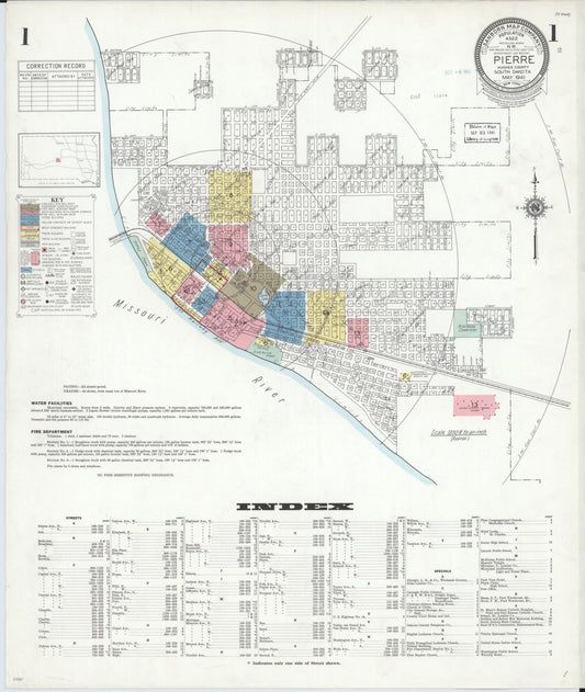 Sanborn Fire Insurance Map from Pierre, Hughes County, South Dakota (1941), Sheet #0001 - Complete Map Set gallery image, historic Sanborn map, vintage wall art, South Dakota South Dakota
