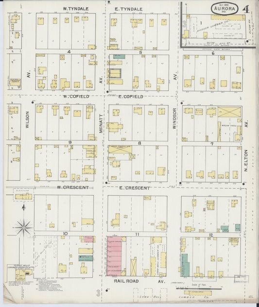 Sanborn Fire Insurance Map from Aurora, Lawrence County, Missouri (1892), Sheet #0004 - Historic Sanborn Fire Insurance Map Print, vintage old map wall art, antique decor, genealogy gift, Missouri Missouri map