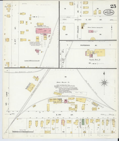 Sanborn Fire Insurance Map from Holland, Ottawa County, Michigan (1908), Sheet #0025 - Complete Map Set gallery image, historic Sanborn map, vintage wall art, Michigan Michigan