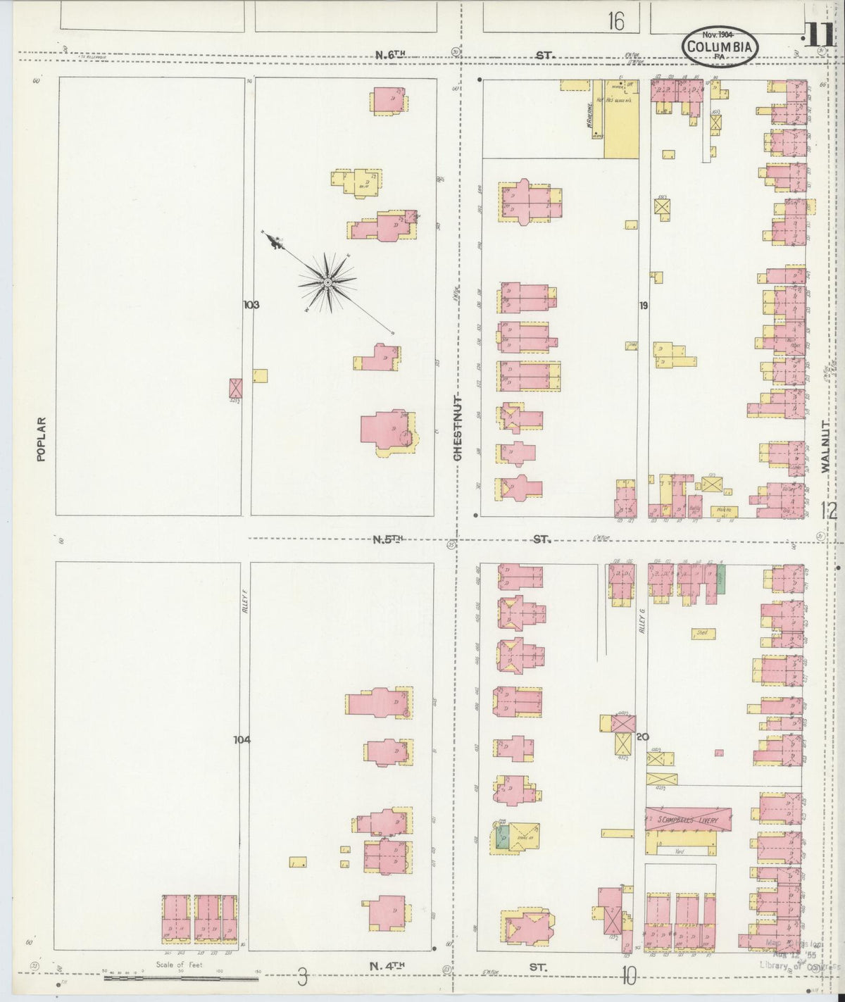Sanborn Fire Insurance Map from Columbia, Lancaster County, Pennsylvania (1904), Sheet #0011 - Complete Map Set gallery image, historic Sanborn map, vintage wall art, Pennsylvania Pennsylvania