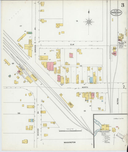Sanborn Fire Insurance Map from Hanover, Washington County, Kansas (1899), Sheet #0003 - Complete Map Set gallery image, historic Sanborn map, vintage wall art, Kansas Kansas
