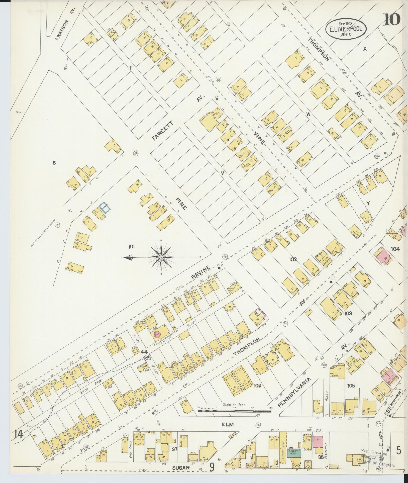 Sanborn Fire Insurance Map from East Liverpool, Columbiana County, Ohio (1903), Sheet #0010 - Historic Sanborn Fire Insurance Map Print, vintage old map wall art, antique decor, genealogy gift, Ohio Ohio map